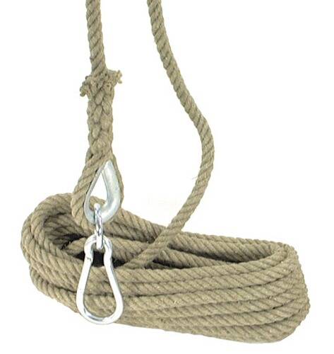 Hanf-Eimerseil mit Karabinerhaken, Ø 20 mm, 30 m lang