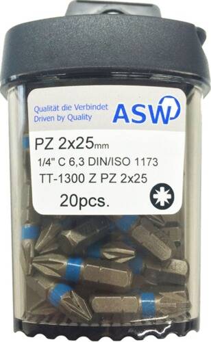 Das Bild zeigt einen Behälter mit einem Etikett für „PZ 2x25mm