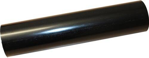 Glänzendes schwarzes zylindrisches Objekt, wahrscheinlich ein Rohr oder eine Stange, mit reflektierender Oberfläche.