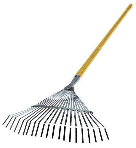 Fächerbesen mit Stiel, verstellbar, verzinkt, 22 Zinken