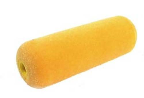 Eine gelbe Schaumstoff-Farbrolle für glatte Oberflächenanstriche.