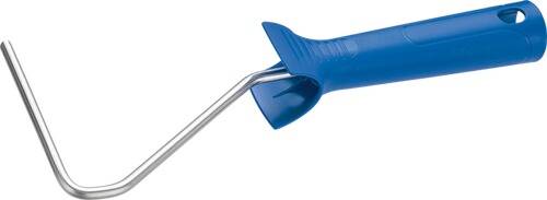 Eine Nahaufnahme eines blauen Eiskratzers mit metallischem Griff, der zum Entfernen von Eis von Autofenstern entwickelt wurde.