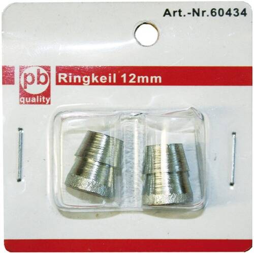 Verpackungsbild von zwei metallischen Ringkeilen, Größe 12mm, beschriftet als „Ringkeil 12mm