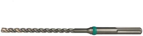 Eine Nahaufnahme eines Bohrers vor weißem Hintergrund, die seine spiralförmigen Nuten und die verjüngte Spitze zeigt, die zum Bohren durch harte Materialien ausgelegt ist.