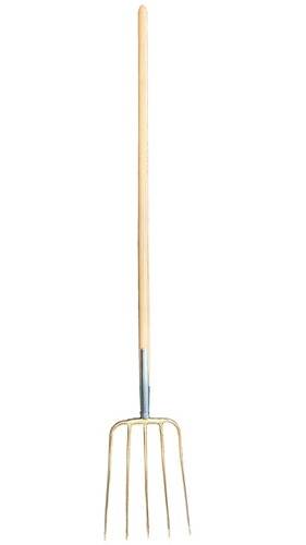 Ein langstielige Holzbesen mit gelben Borsten steht aufrecht vor weißem Hintergrund und zeigt seine volle Länge.