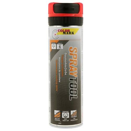 Eine Dose ColorMark Sprühwerkzeug-Farbe, gekennzeichnet für einfache und professionelle Anwendung auf verschiedenen Oberflächen. Das Etikett betont die Leistung.