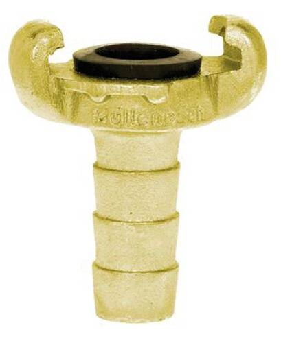 Eine Messingfeuerwehrschlauch-Düse mit gerilltem, konischem Körper und runder Öffnung. Sie ist für eine effektive Wasserdurchflusskontrolle bei der Brandbekämpfung konzipiert.
