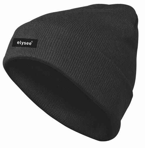 Schwarze gestrickte Beanie mit einem kleinen „Elysée