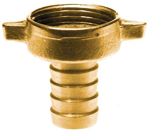 Messing-Schlauchanschluss-Adapter mit drei Stechnocken, T-förmig zur sicheren Verbindung von Schläuchen.