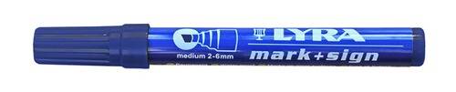 Ein blauer Marker mit weißer Aufschrift „medium 2-6mm