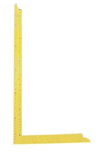 Ein gellineal mit Messskalen in Zentimetern und Zoll.