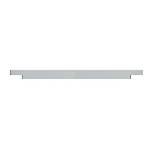Ein flaches, minimalistisches weißes Regal mit rechteckiger Form und glatten Kanten, konzipiert zur Wandmontage.