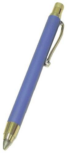Blauer Stift mit goldener Klammer.