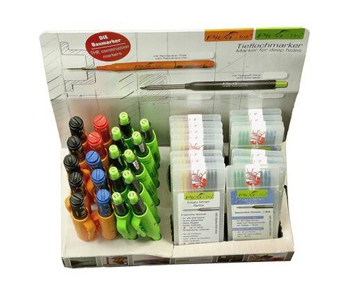 Pica Dry Marker Display á 20 Stück incl.Graphit- mine,10 Minen-Etuis "Basis-Set" 4020