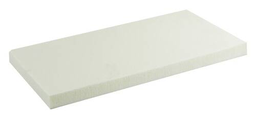 Eine rechteckige weiße flache Oberfläche oder ein Objekt, möglicherweise ein Regal oder eine Plattform, aus einem Winkel gezeigt, vor einem einfachen Hintergrund.