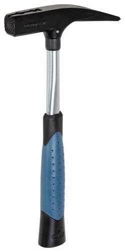 Ein Metallwerkzeug mit einem blauen, strukturierten Gummigriff und einer silbernen Welle, das für Griffigkeit und Komfort während der Verwendung ausgelegt ist.