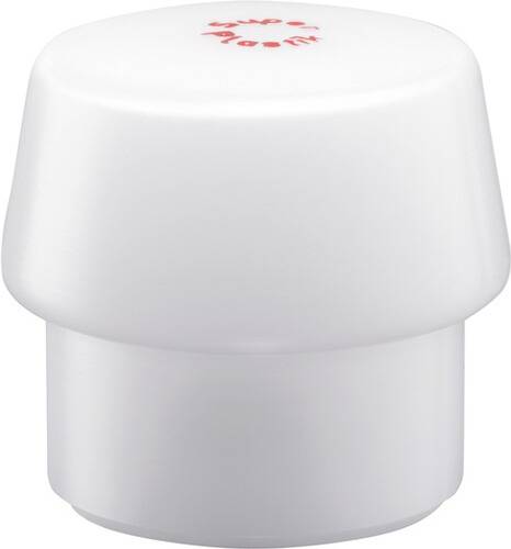 Ein weißer, runder Stuhl oder Hocker mit minimalistischem Design, mit einer glatten, glänzenden Oberfläche und einer leicht verjüngten Basis.