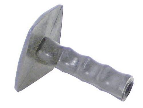 Ein Gummi-Saugnapf mit Knopf und flexiblem Hals, der zur Schaffung einer vorübergehenden Abdichtung auf glatten Oberflächen zum Halten oder Heben von Objekten verwendet wird.