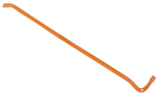 Ein orangefarbiger Bleistift, diagonal über einem weißen Hintergrund positioniert, zeigt seine Länge und leuchtende Farbe.