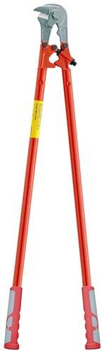 Ein Paar rote Bolzenschneider mit langen Griffen zum Durchschneiden von Metallgegenständen.