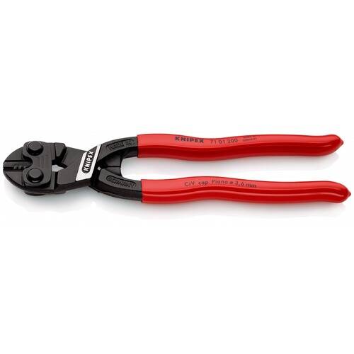 Ein schwarz-roter Drahtschneider mit dem Markennamen 'KNIPEX' auf dem Griff, konstruiert zum Schneiden von Materialien bis zu 3,6 mm Dicke.