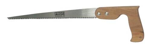 Eine Handsäge mit hölzernem Griff und dem Etikett „PROFI TOOLS