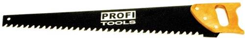 Ein Ausschnitt einer gezahnten Sägeblattoberfläche mit der Aufschrift „Profi Tools