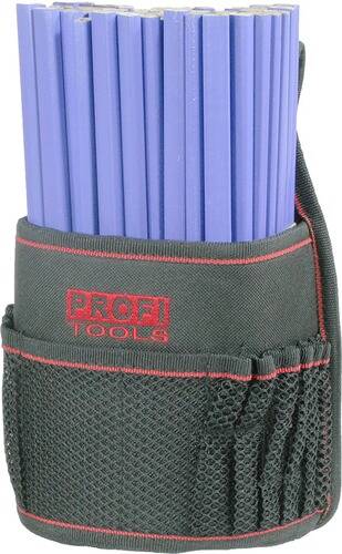 Ein Bündel blauer Werkzeuge in einem schwarzen Stoffhalter mit der Bezeichnung „Profi Tools