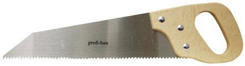 Eine Säge mit Holzgriff und dem Wort „profi-bau