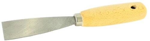 Ein Schnitzwerkzeug mit hölzernem Griff und kurzer Metallklinge, das typischerweise für detaillierte Schnitzarbeiten verwendet wird.