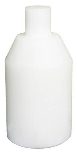 Eine weiße Kunststoffflasche mit einem festen Verschluss, die üblicherweise zur Lagerung von Flüssigkeiten wie Reinigungsmitteln oder Chemikalien verwendet wird.