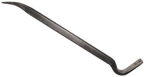 Ein langer, dünner Metallstemmhebelstab, diagonal über einen weißen Hintergrund angewinkelt. Er wirkt stabil und wird für Hebel- oder Hebelaufgaben verwendet.