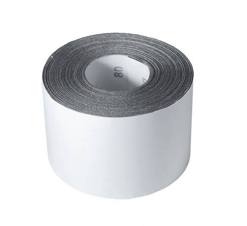 Eine Rolle Thermopapier für Quittungen, die grau gerolltes Papier mit weißer Außenschicht zeigt.