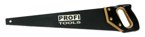 Das Bild zeigt einen Ausschnitt einer Sägeblattoberfläche mit dem Markennamen 'PROFI TOOLS' in fetten weißen Buchstaben auf schwarzem Hintergrund gedruckt.