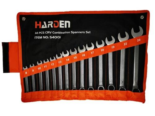 Ein Aufroll-Werkzeugtasche mit der Aufschrift „HARDEN