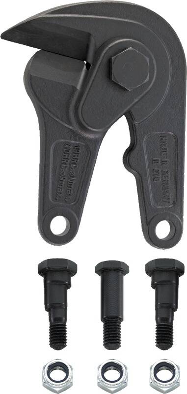 Eine robuste Metallhalterung mit zwei Löchern für Bolzen, beschriftet mit „MADE IN GERMANY