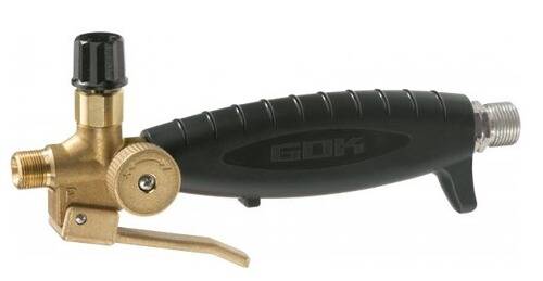 Ein professionelles Lockpicking-Werkzeug mit schwarzem Griff, Messingdrehmechanismus und ergonomischem Griff für präzise Handhabung.