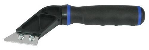 Eine Nahaufnahme eines schwarz-blauen Handwerkzeugs mit ergonomischem Gummigriff, das auf eine mögliche Verwendung für Heim- oder Facharbeitsaufgaben hindeutet.