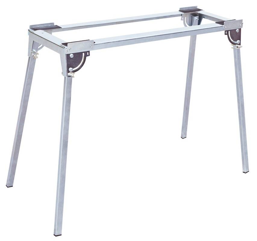 Metallischer Tischrahmen mit klappbaren Beinen für verstellbare Höhe, geeignet für verschiedene Tischplattengößen und Einsätze in Arbeitsbereichen oder Häusern.