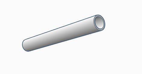 Ein zylindrisches Metallrohr, in 3D dargestellt, aus einem Winkel betrachtet, um sowohl seine kreisförmige Öffnung als auch seine röhrenförmige Form zu zeigen.