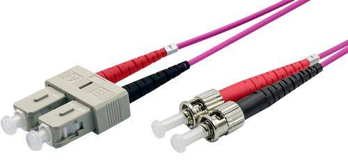 Ekivalan LWL Duplex Patchkabel OM4, 50/125 µm, SC/ST, erikaviolett, 20,0 m