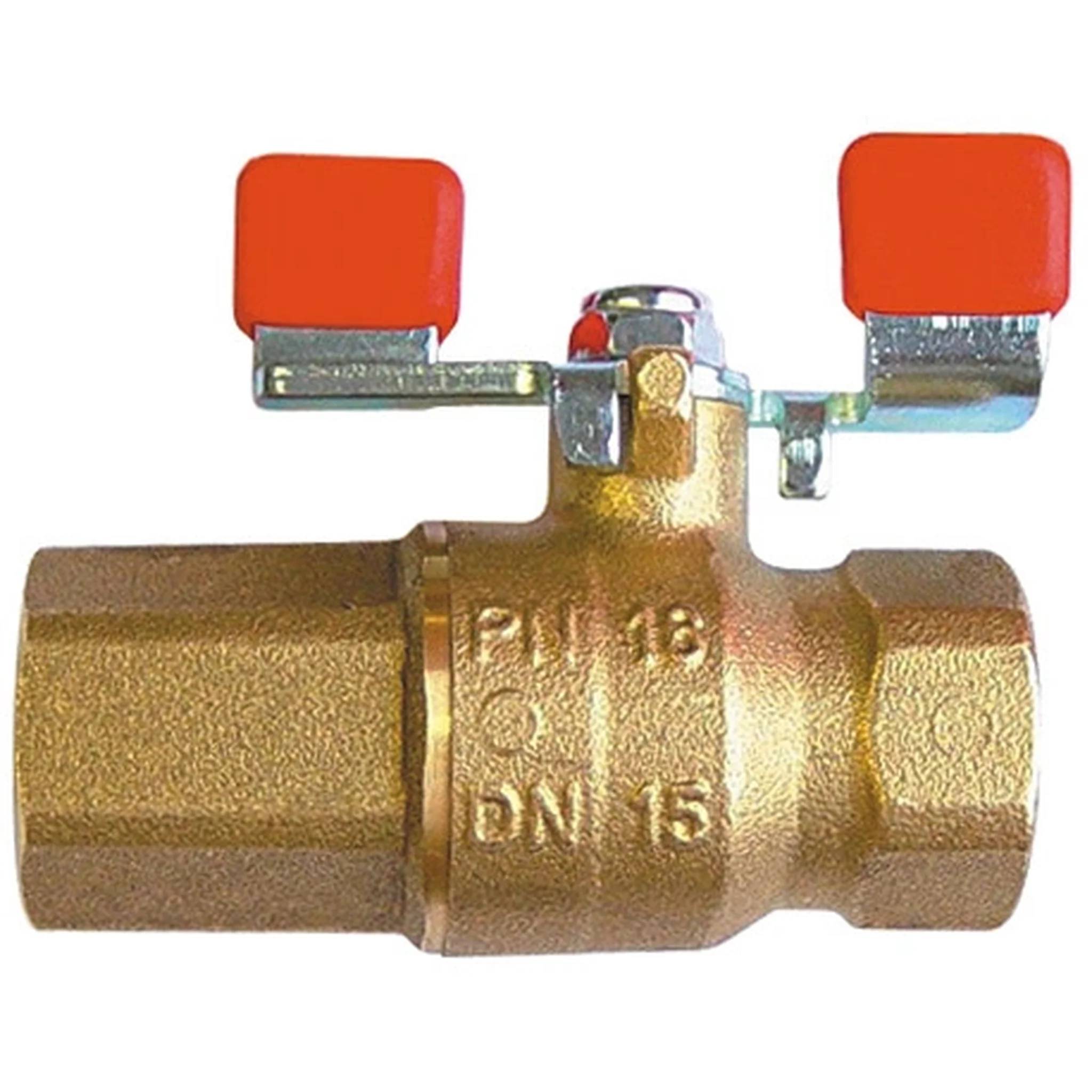 Herz Kugelhahn, Knebelgriff, rot, RV, PN16, DN15, Messing, 1/2" IG, Fig. 1 2110(01), 1 Stk.