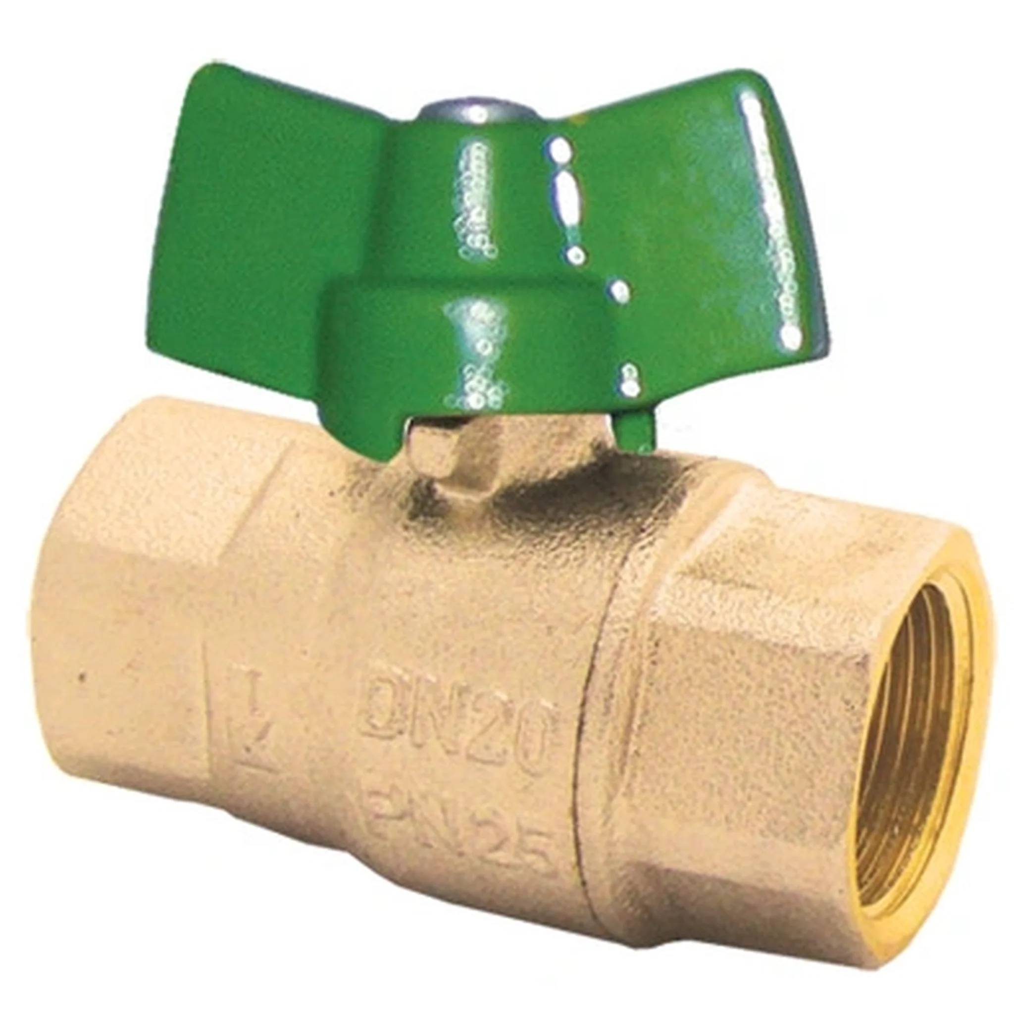 Herz Kugelhahn, gruener Knebelgriff, PN25, DN15, Ms, 1/2"IG, Trinkwasser, Fig.2100(11), 1 Stk.