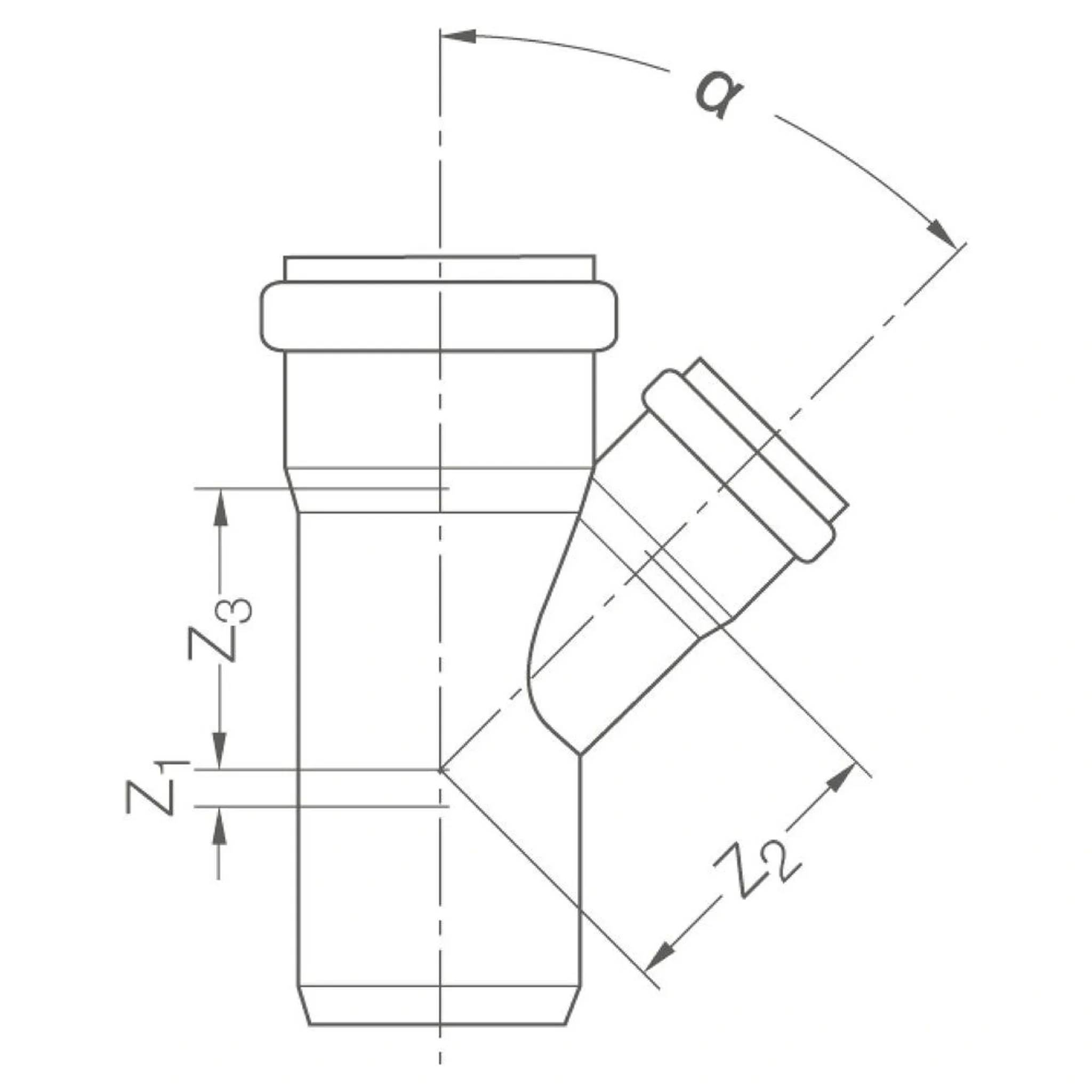 REHAU RAUPIANO PLUS, Einfachabzweig, DN 110/90, 45 Grad, 1 Stk.