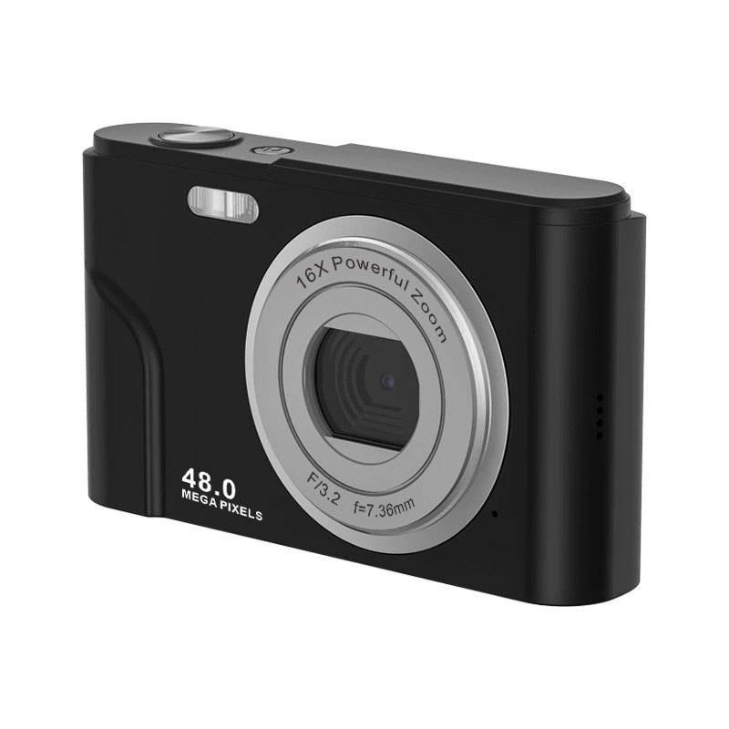 Digitalkamera 48MP mit 16x Digitalzoom, HD-Display, 2.4 Zoll IPS-Bildschirm Black