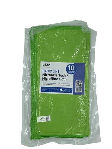 Grünes Mikrofasertuch-Paket mit der Bezeichnung „Basic Line