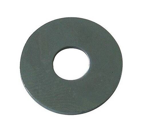 Eine runde, flache Metallscheibe mit einem zentralen Loch, die verwendet wird, um die Last eines Befestigungselements wie eines Bolzens oder einer Mutter zu verteilen.