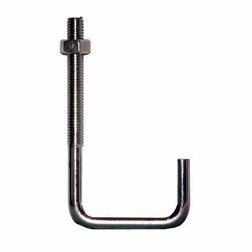 Ein Metallgewindestift mit einer gewindelten Spitze und einer Sechskantmutter, der zum Befestigen oder Sichern von Materialien verwendet wird.