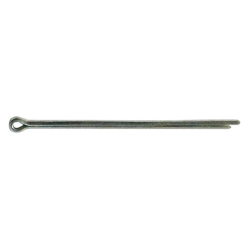 Eine Metallkotternadel mit einer Schlaufenöse und zwei Zinken. Wird verwendet, um Teile zusammenzuhalten, indem sie durch ein Loch geführt und die Zinken umgebogen werden.
