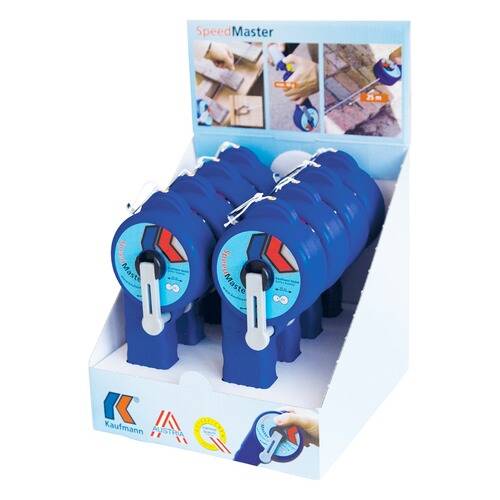Anzeige von blauen Fliesenabstandshaltern mit der Bezeichnung „SpeedMaster